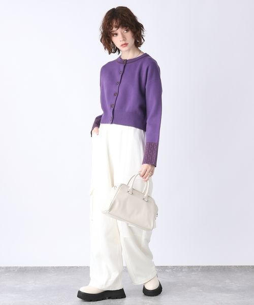 JEANASIS（ジーナシス）の「ミラノリブガラキリカエショートカーディガン/165236（カーディガン/ボレロ・レディース・ホワイト系その他/ブラック系その他/パープル系その他・FREE）」の17枚目の写真