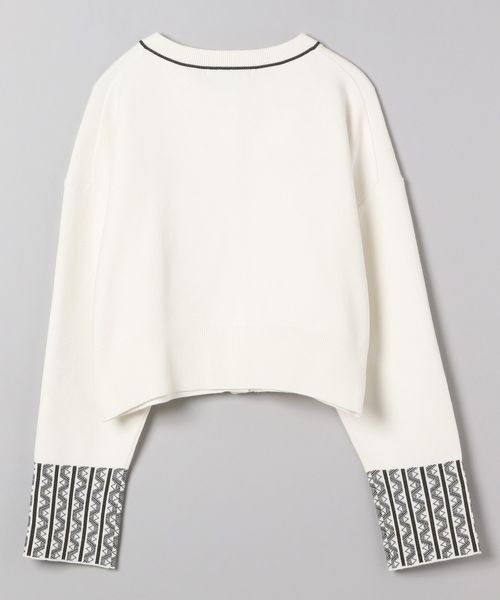 JEANASIS（ジーナシス）の「ミラノリブガラキリカエショートカーディガン/165236（カーディガン/ボレロ・レディース・ホワイト系その他/ブラック系その他/パープル系その他・FREE）」の5枚目の写真