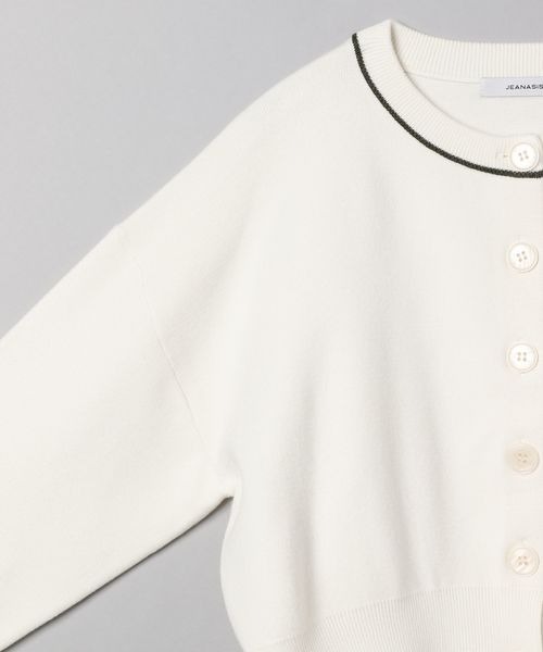 JEANASIS（ジーナシス）の「ミラノリブガラキリカエショートカーディガン/165236（カーディガン/ボレロ・レディース・ホワイト系その他/ブラック系その他/パープル系その他・FREE）」の14枚目の写真