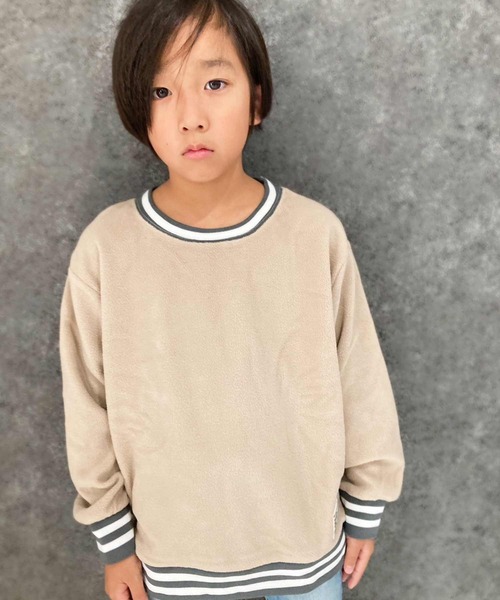 THE CASUAL（カジュアル）の「フリース ラインリブクルー＆パーカー（パーカー・キッズ・グレー系1/チャコール/ブラック系/ネイビー/ベージュ系/ベージュ/ブラック/グレイッシュベージュ/グレー系/ダークグリーン系/ネイビー系/ダークグリーン・110cm/150cm/130cm/160cm/140cm/120cm）」の6枚目の写真