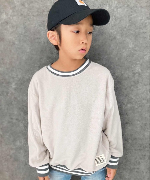 THE CASUAL（カジュアル）の「フリース ラインリブクルー＆パーカー（パーカー・キッズ・グレー系1/チャコール/ブラック系/ネイビー/ベージュ系/ベージュ/ブラック/グレイッシュベージュ/グレー系/ダークグリーン系/ネイビー系/ダークグリーン・110cm/150cm/130cm/160cm/140cm/120cm）」の7枚目の写真