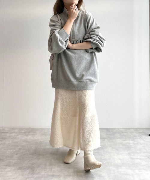 w closet（ダブルクローゼット）の「【ZOZO限定】ハーフジップ刺繍スウェット（スウェット・レディース・グレー/ケリー/ダークブルー/オートミール/ピンク/ダークグリーン・FREE）」の7枚目の写真