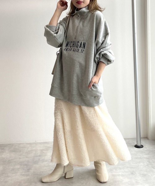 w closet（ダブルクローゼット）の「【ZOZO限定】ハーフジップ刺繍スウェット（スウェット・レディース・グレー/ケリー/ダークブルー/オートミール/ピンク/ダークグリーン・FREE）」の14枚目の写真