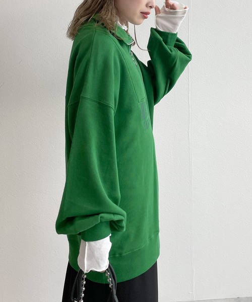 w closet（ダブルクローゼット）の「【ZOZO限定】ハーフジップ刺繍スウェット（スウェット・レディース・グレー/ケリー/ダークブルー/オートミール/ピンク/ダークグリーン・FREE）」の19枚目の写真