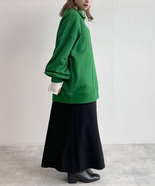 w closet（ダブルクローゼット）の「【ZOZO限定】ハーフジップ刺繍スウェット（スウェット・レディース・グレー/ケリー/ダークブルー/オートミール/ピンク/ダークグリーン・FREE）」の21枚目の写真