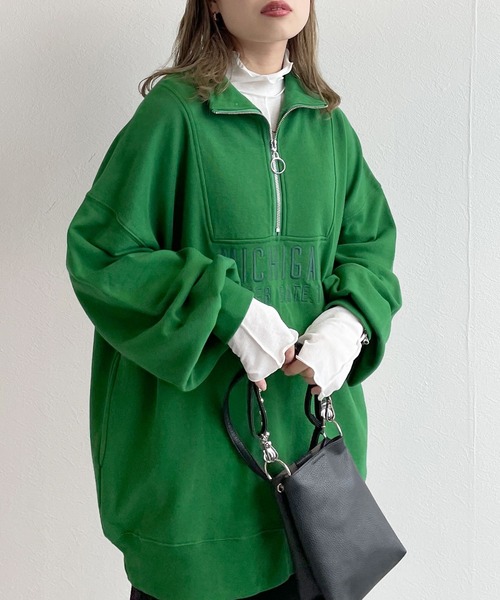 w closet（ダブルクローゼット）の「【ZOZO限定】ハーフジップ刺繍スウェット（スウェット・レディース・グレー/ケリー/ダークブルー/オートミール/ピンク/ダークグリーン・FREE）」の22枚目の写真