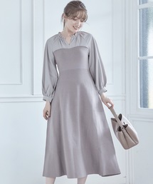 Vネックシャツドッキングニットビスチェワンピース