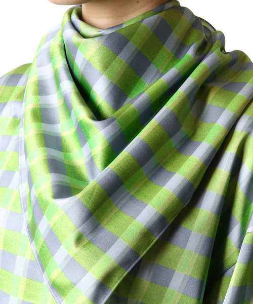 LE CIEL BLEU(ルシェルブルー)の「チェックプリントスカーフ / Check Printed Scarf(バンダナ/スカーフ・レディース・オレンジ/グリーン・FREE)」の1枚目の写真