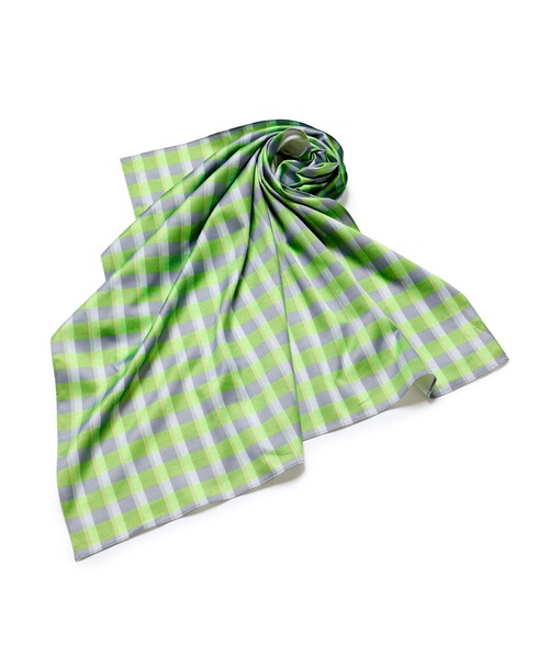 LE CIEL BLEU(ルシェルブルー)の「チェックプリントスカーフ / Check Printed Scarf(バンダナ/スカーフ・レディース・オレンジ/グリーン・FREE)」の7枚目の写真