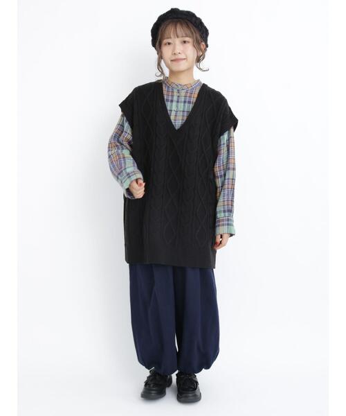 Samansa Mos2（サマンサ モスモス）の「ケーブル柄編みニットベスト（ベスト・レディース・キナリ/ベージュ/ブラック・ﾌﾘ-）」の5枚目の写真