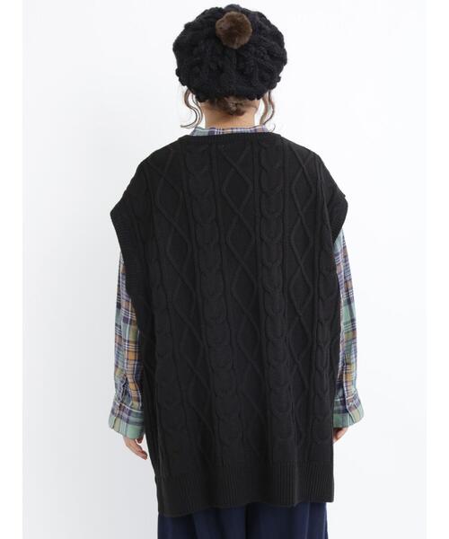 Samansa Mos2（サマンサ モスモス）の「ケーブル柄編みニットベスト（ベスト・レディース・キナリ/ベージュ/ブラック・ﾌﾘ-）」の22枚目の写真