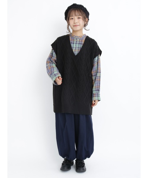 Samansa Mos2（サマンサ モスモス）の「ケーブル柄編みニットベスト（ベスト・レディース・キナリ/ベージュ/ブラック・ﾌﾘ-）」の6枚目の写真