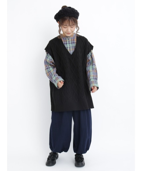 Samansa Mos2（サマンサ モスモス）の「ケーブル柄編みニットベスト（ベスト・レディース・キナリ/ベージュ/ブラック・ﾌﾘ-）」の7枚目の写真