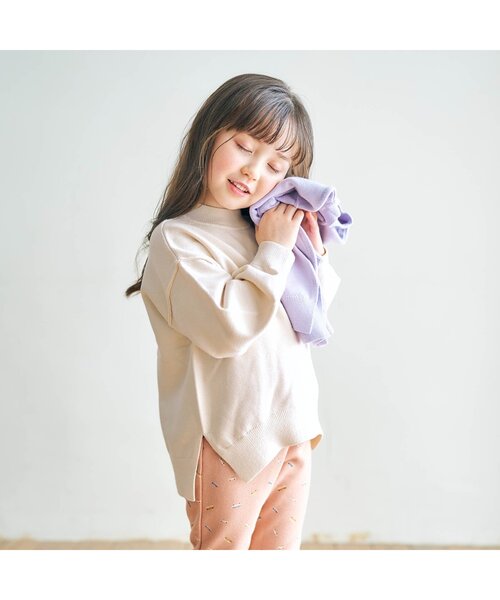 apres les cours(アプレレクール)の「【お洗濯で洗濯OK】スウェットライクニット_ウォッシャブル(ニット/セーター・キッズ・アイボリー/ミント/イエロー/パープル/ブラウン・100/140/130/80/90/110/120)」の10枚目の写真