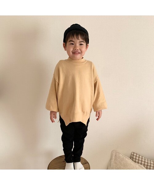 apres les cours(アプレレクール)の「【お洗濯で洗濯OK】スウェットライクニット_ウォッシャブル(ニット/セーター・キッズ・アイボリー/ミント/イエロー/パープル/ブラウン・100/140/130/80/90/110/120)」の13枚目の写真