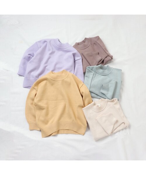 apres les cours(アプレレクール)の「【お洗濯で洗濯OK】スウェットライクニット_ウォッシャブル(ニット/セーター・キッズ・アイボリー/ミント/イエロー/パープル/ブラウン・100/140/130/80/90/110/120)」の15枚目の写真