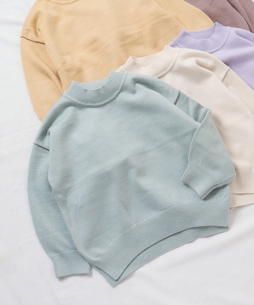 apres les cours(アプレレクール)の「【お洗濯で洗濯OK】スウェットライクニット_ウォッシャブル(ニット/セーター・キッズ・アイボリー/ミント/イエロー/パープル/ブラウン・100/140/130/80/90/110/120)」の4枚目の写真