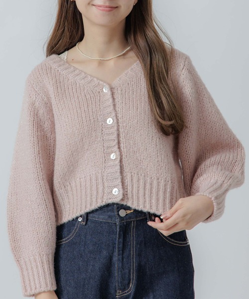 flower（フラワー）の「ホリデーニットカーディガン（カーディガン/ボレロ・レディース・ベージュ/ピンク/アイボリー・FREE）」の3枚目の写真