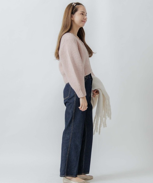 flower（フラワー）の「ホリデーニットカーディガン（カーディガン/ボレロ・レディース・ベージュ/ピンク/アイボリー・FREE）」の4枚目の写真