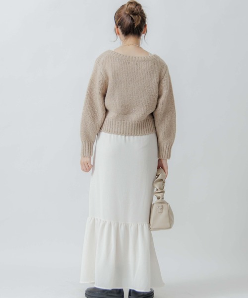 flower（フラワー）の「ホリデーニットカーディガン（カーディガン/ボレロ・レディース・ベージュ/ピンク/アイボリー・FREE）」の6枚目の写真