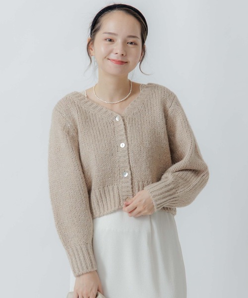 flower（フラワー）の「ホリデーニットカーディガン（カーディガン/ボレロ・レディース・ベージュ/ピンク/アイボリー・FREE）」の10枚目の写真