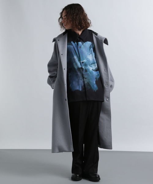 HARE（ハレ）の「ウールVネックフードコート(HARE)（ノーカラーコート