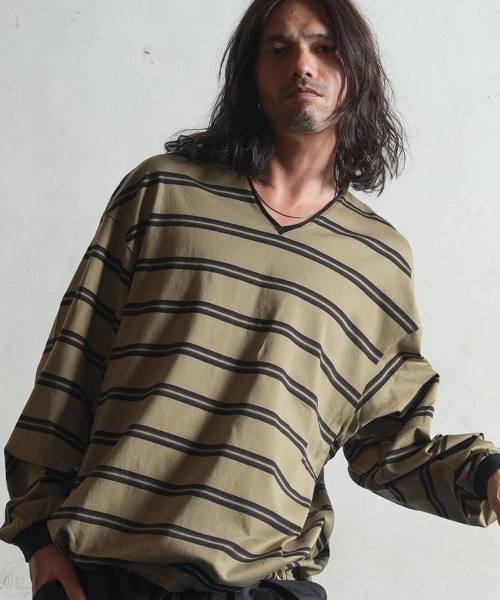 EGO TRIPPING（エゴトリッピング）の「mlt4123-VINTAGEBORDER TEE Tシャツ（Tシャツ/カットソー・メンズ・ベージュ/ブラウン・48/46）」の2枚目の写真