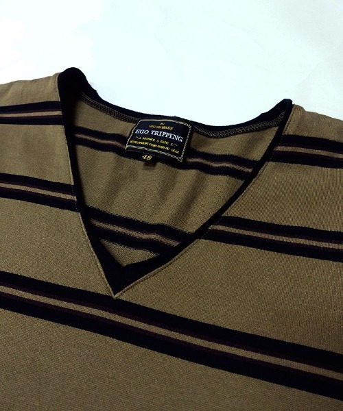 EGO TRIPPING（エゴトリッピング）の「mlt4123-VINTAGEBORDER TEE Tシャツ（Tシャツ/カットソー・メンズ・ベージュ/ブラウン・48/46）」の3枚目の写真