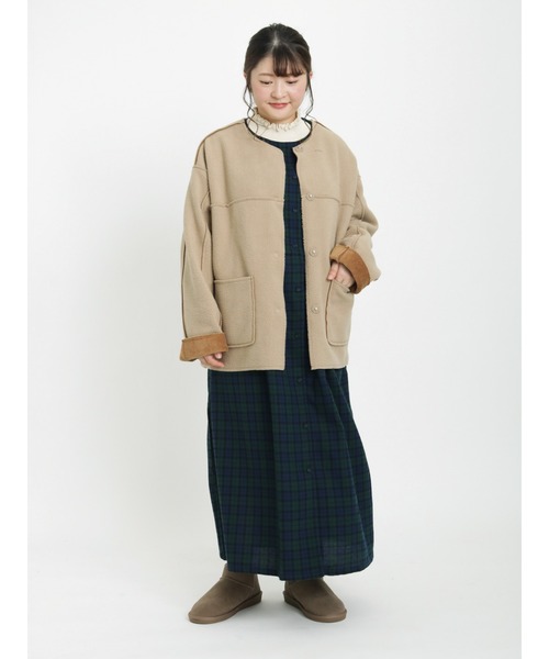 Samansa Mos2（サマンサ モスモス）の「リバーシブルボアコート（その他アウター・レディース・ベージュ/チャコール/オフホワイト・ﾌﾘ-）」の8枚目の写真