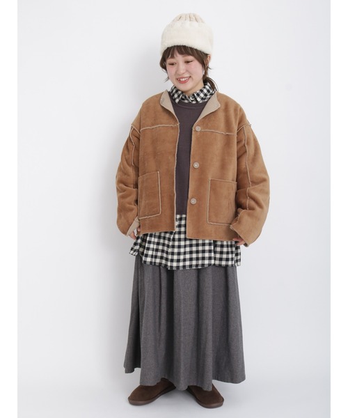 Samansa Mos2（サマンサ モスモス）の「リバーシブルボアコート（その他アウター・レディース・ベージュ/チャコール/オフホワイト・ﾌﾘ-）」の9枚目の写真