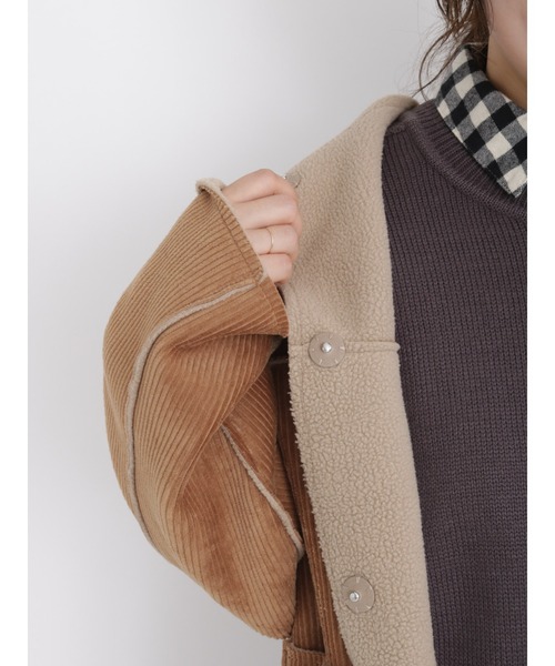 Samansa Mos2（サマンサ モスモス）の「リバーシブルボアコート（その他アウター・レディース・ベージュ/チャコール/オフホワイト・ﾌﾘ-）」の11枚目の写真