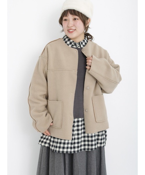 Samansa Mos2（サマンサ モスモス）の「リバーシブルボアコート（その他アウター・レディース・ベージュ/チャコール/オフホワイト・ﾌﾘ-）」の12枚目の写真