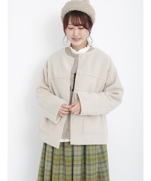 Samansa Mos2（サマンサ モスモス）の「リバーシブルボアコート（その他アウター・レディース・ベージュ/チャコール/オフホワイト・ﾌﾘ-）」の18枚目の写真