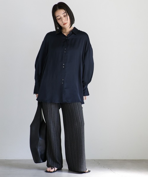 セール】【ZOZO限定】ダブルボタンビンテージサテンオーバーシャツ