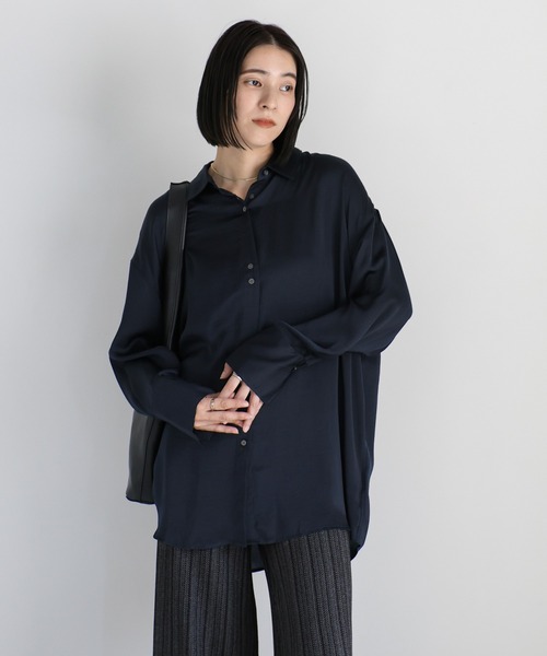 セール】【ZOZO限定】ダブルボタンビンテージサテンオーバーシャツ