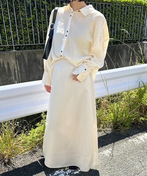 セール】【ZOZO限定】ダブルボタンビンテージサテンオーバーシャツ