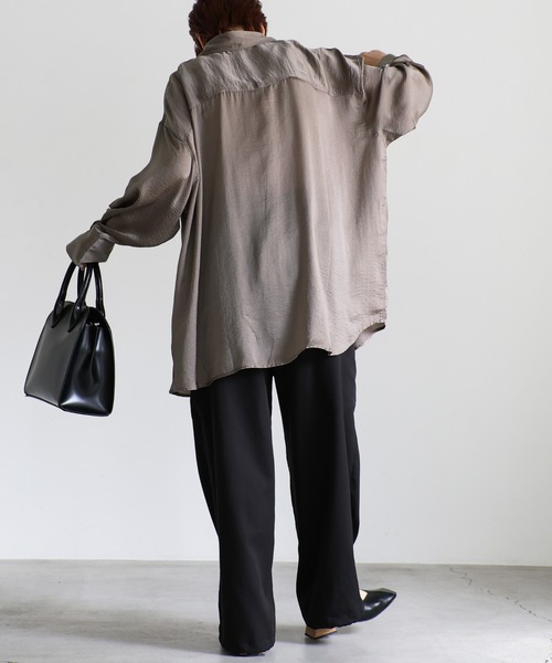 セール】【ZOZO限定】ダブルボタンビンテージサテンオーバーシャツ