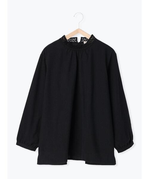 Samansa Mos2（サマンサ モスモス）の「スタンド襟レースブラウス（シャツ/ブラウス・レディース・キナリ/オフホワイト/ブルー/ブラック・ﾌﾘ-）」の4枚目の写真