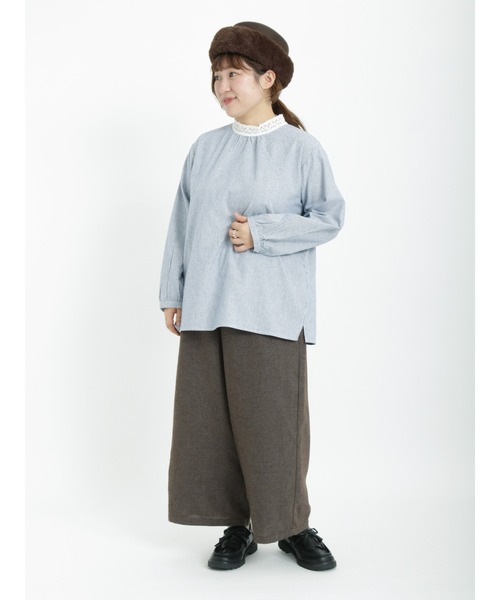 新品　SM2☆グレー／スタンド襟レースブラウス Samansa Mos2（サマンサ モスモス）の「スタンド襟レースブラウス