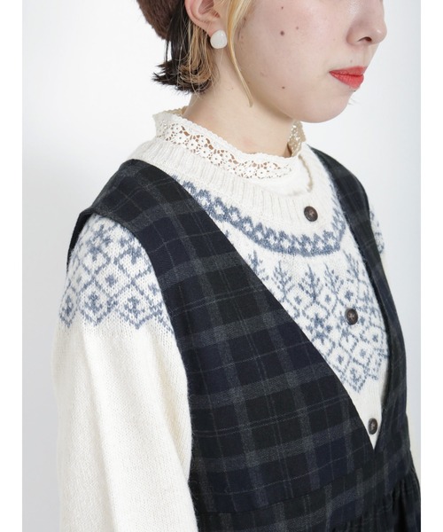 Samansa Mos2（サマンサ モスモス）の「スタンド襟レースブラウス