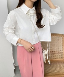 callautia（カラウティア）の「サイドギャザーショートシャツ（シャツ/ブラウス）」