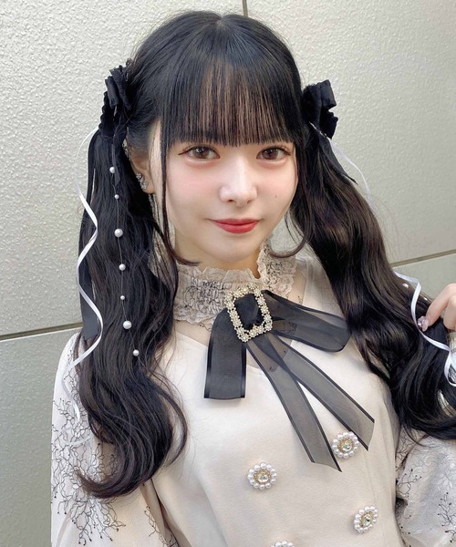 セール】パールガーランド付きカールリボンUピンSET（ヘアピン