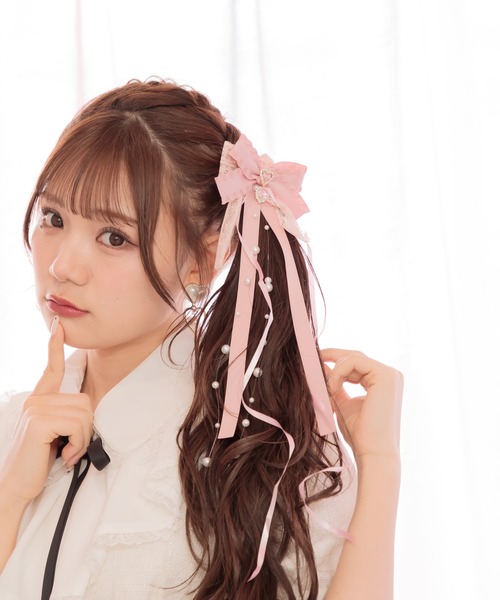 ルール ロジェット ビジュー付きバレッタ leur rogette ロジータ ROJITA パールガーランド付きカールリボンUピンSET