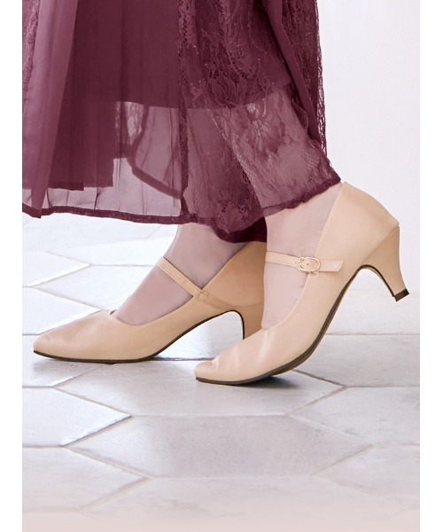 フロントストラップサテンローヒールラメパンプス（パンプス）｜Retica（レティカ）