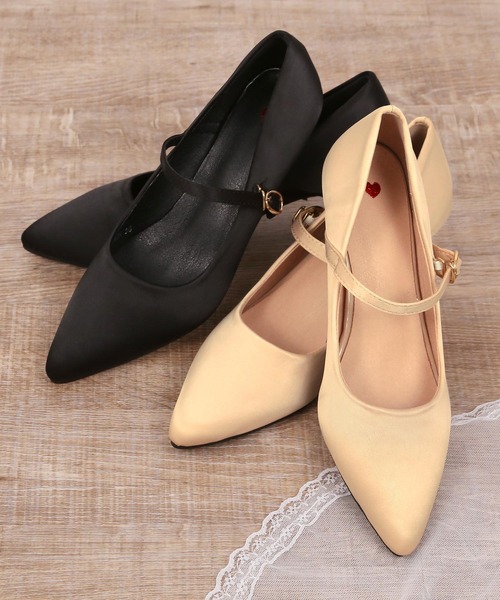 フロントストラップサテンローヒールラメパンプス（パンプス）｜Retica（レティカ）