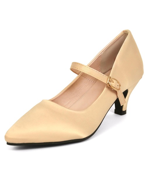 フロントストラップサテンローヒールラメパンプス（パンプス）｜Retica（レティカ）