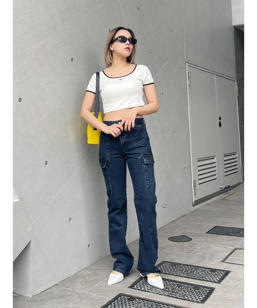 EVRIS(エヴリス)の「リンガーショートTシャツ(Tシャツ/カットソー・レディース・ブラック/ブルー/グリーン/ホワイト・FREE)」の12枚目の写真