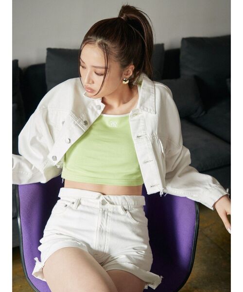 EVRIS(エヴリス)の「リンガーショートTシャツ(Tシャツ/カットソー・レディース・ブラック/ブルー/グリーン/ホワイト・FREE)」の16枚目の写真