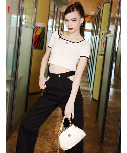 EVRIS(エヴリス)の「リンガーショートTシャツ(Tシャツ/カットソー・レディース・ブラック/ブルー/グリーン/ホワイト・FREE)」の20枚目の写真