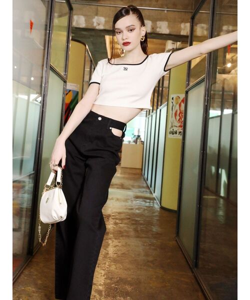 EVRIS(エヴリス)の「リンガーショートTシャツ(Tシャツ/カットソー・レディース・ブラック/ブルー/グリーン/ホワイト・FREE)」の21枚目の写真